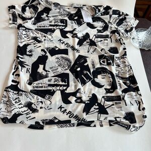 Anatomies travel luxury brand Y2K graphic top NWT